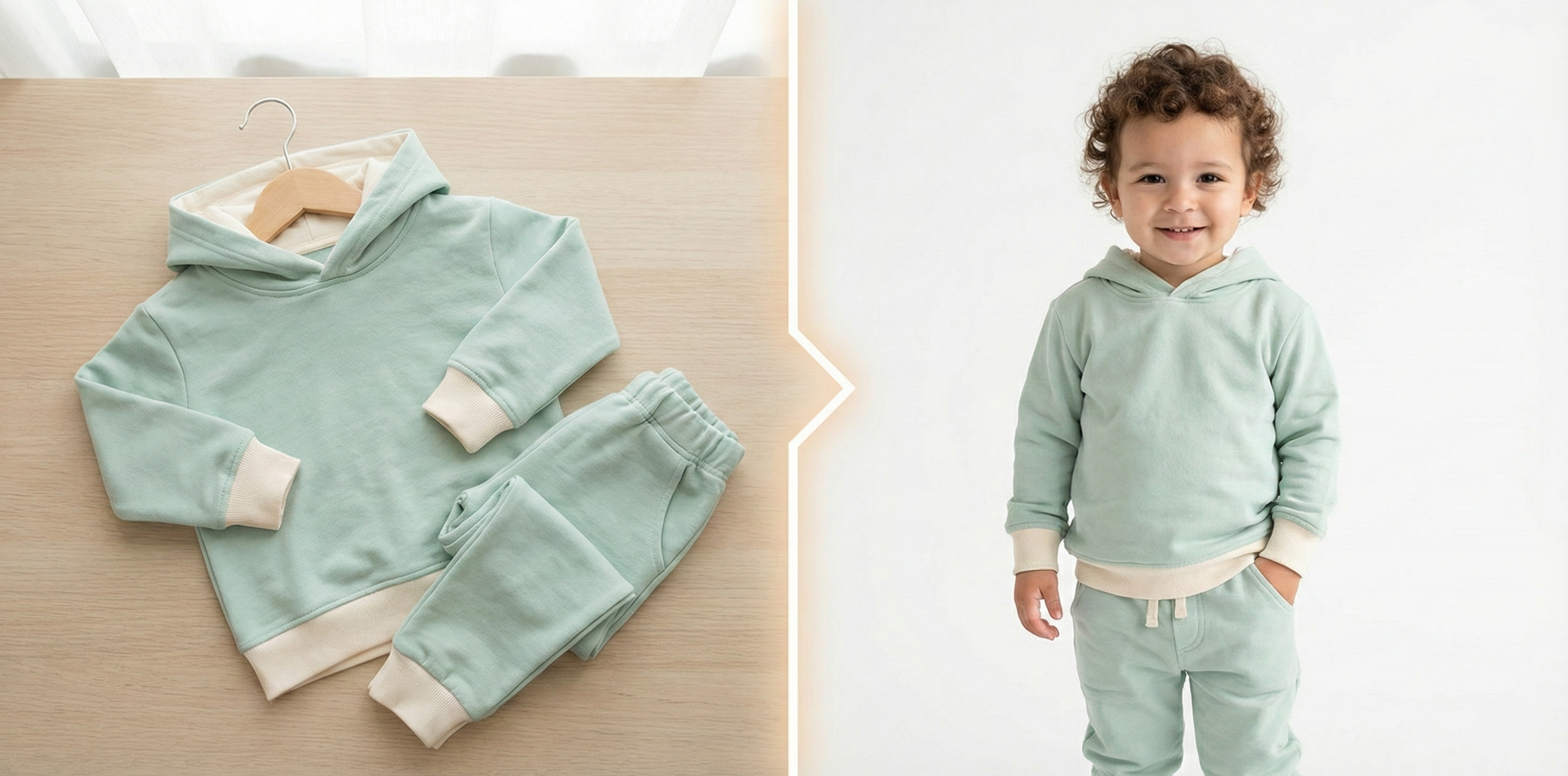 До и после: модельное фото детской одежды с помощью Wrape